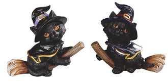 Cat Flying on Broom Statue