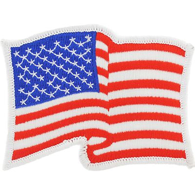 Wavy USA Flag Patch White