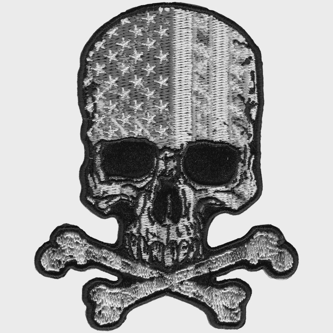 Hot Leathers Flag Skull 3" X 4" Patch