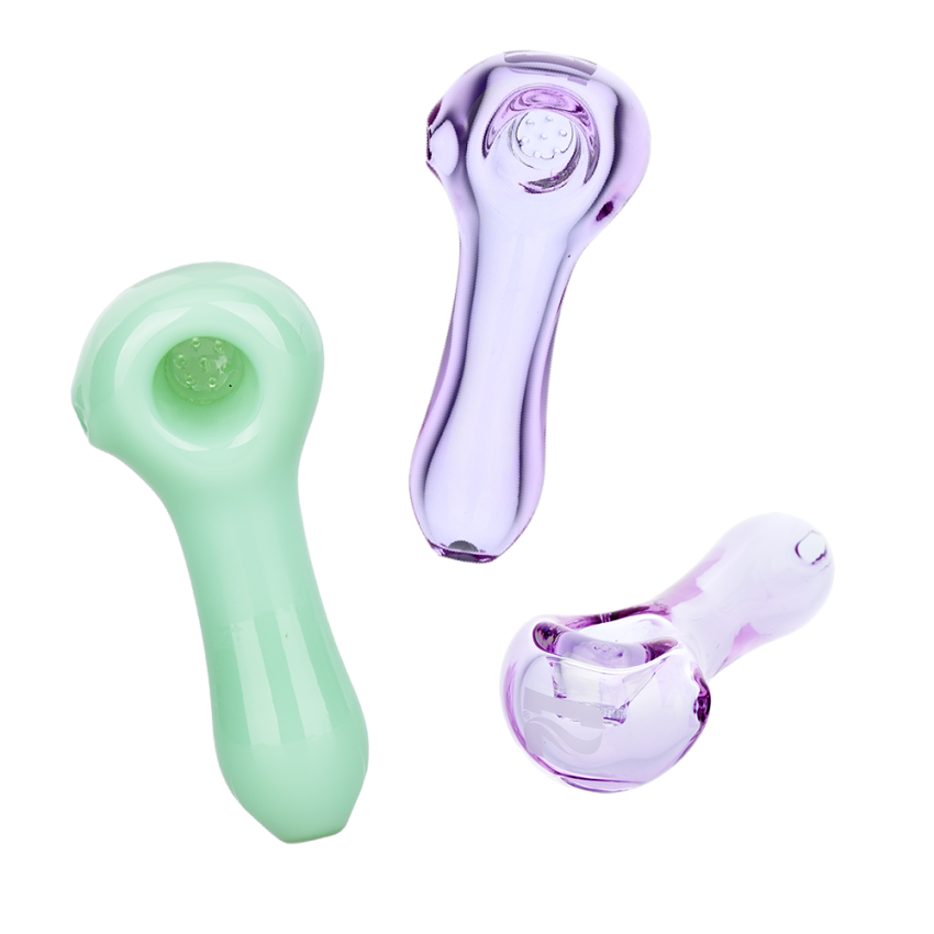 Pulsar Honeycomb Screen Glass Spoon Pipe | 4" | Colors Vary