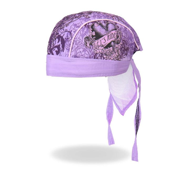 Hot Leathers - Heart Let's Ride Purple Lightweight Headwrap