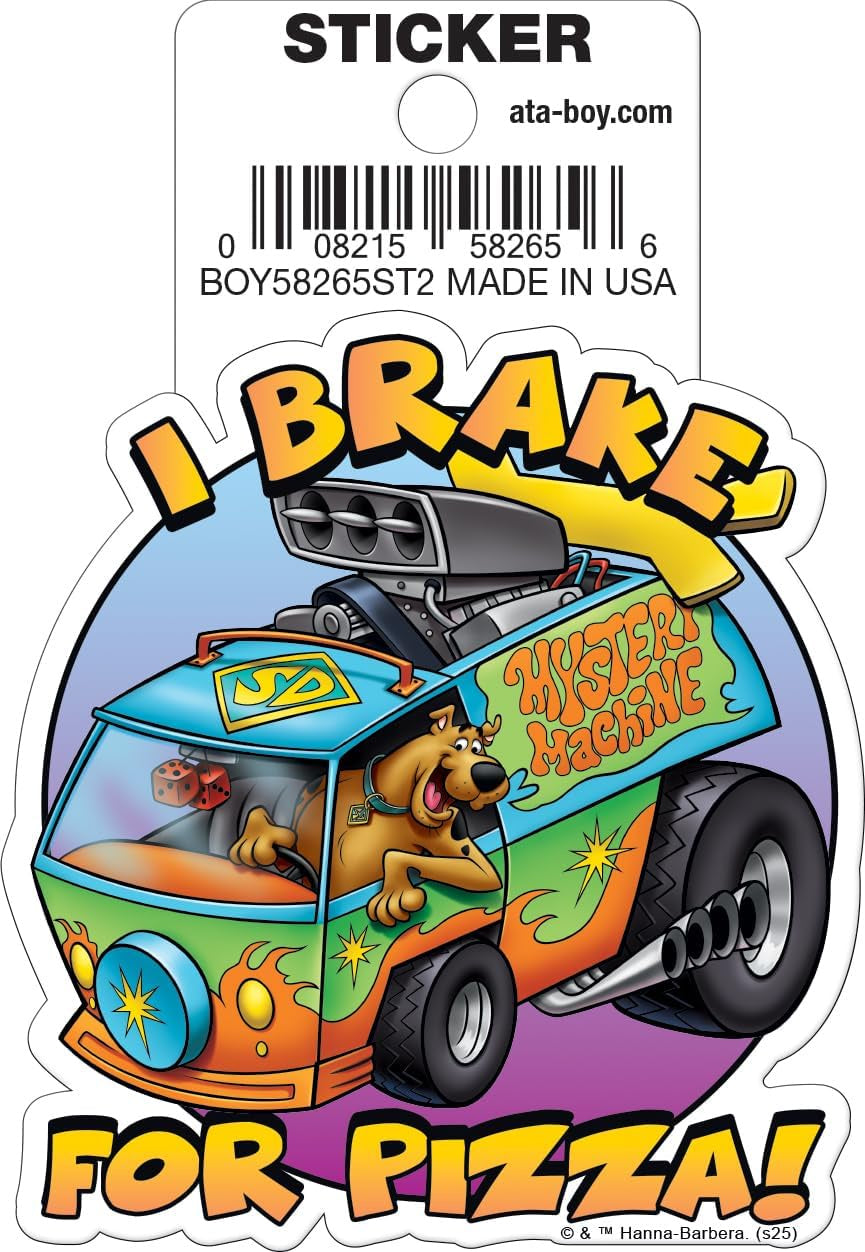 Scooby Doo I Brake for Pizza Sticker 3"