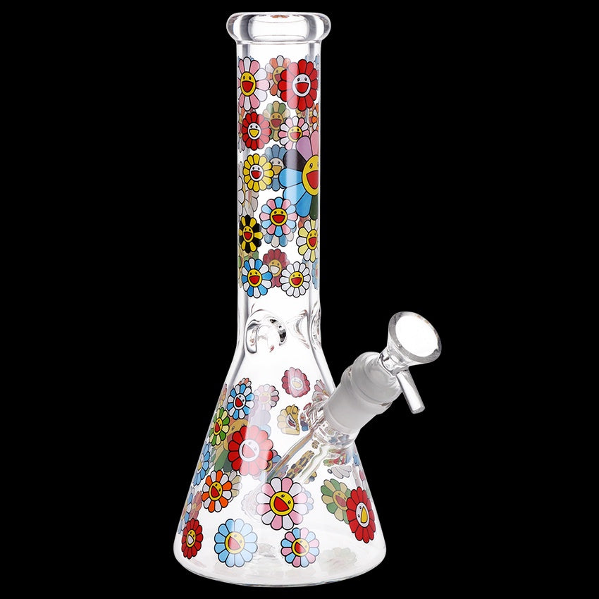 Smiling Flowers Beaker Glass Water Pipe | 10" | 14mm F