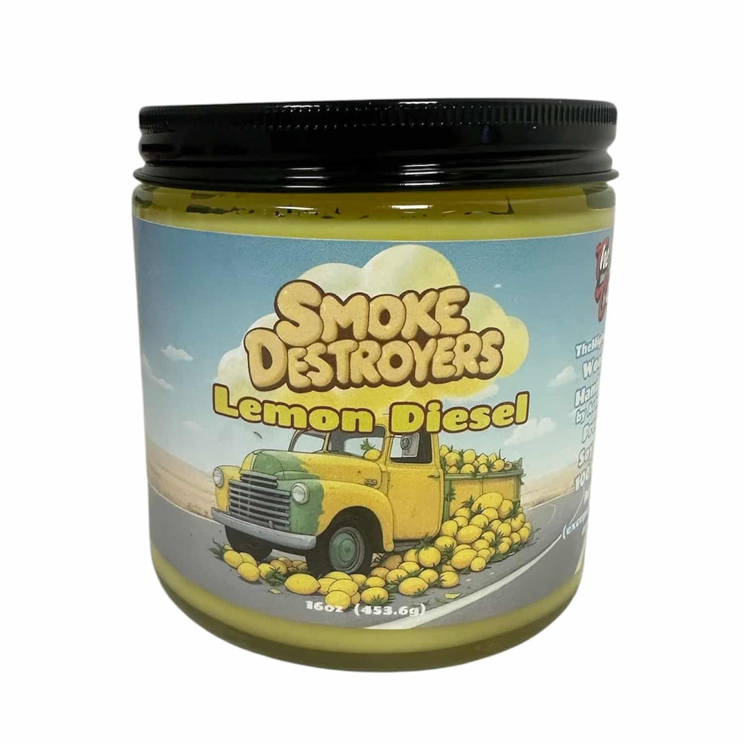 Smoke Destroyer Wood Wick Candle – 16oz Lemon Diesel
