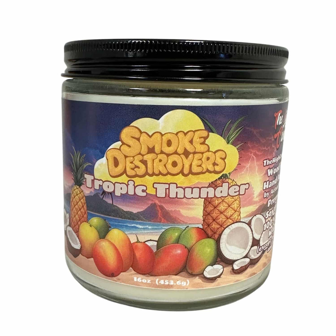 Smoke Destroyer Wood Wick Candle – 16oz Tropic Thunder