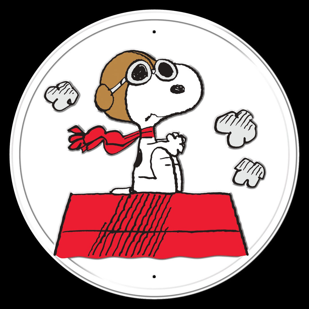 Snoopy Red Baron Round Tin Sign