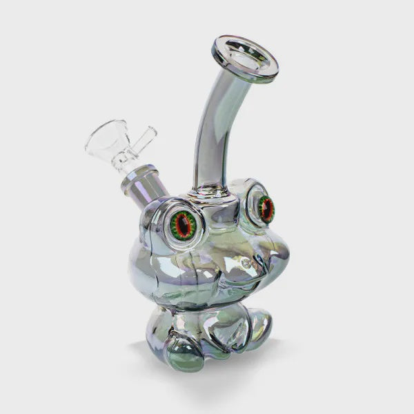 Electroplated Frog Glass 6" Water Pipe