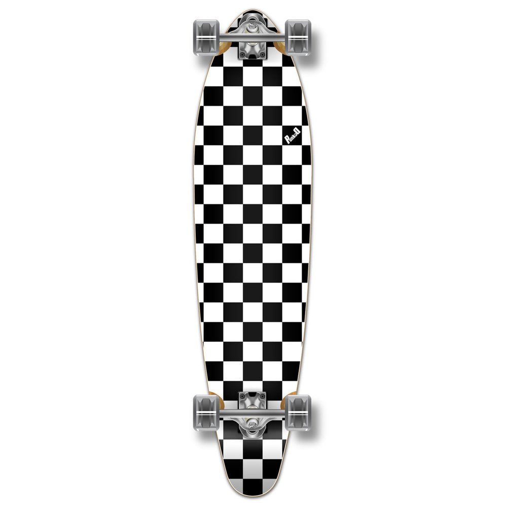 Kicktail Longboard - Checker White