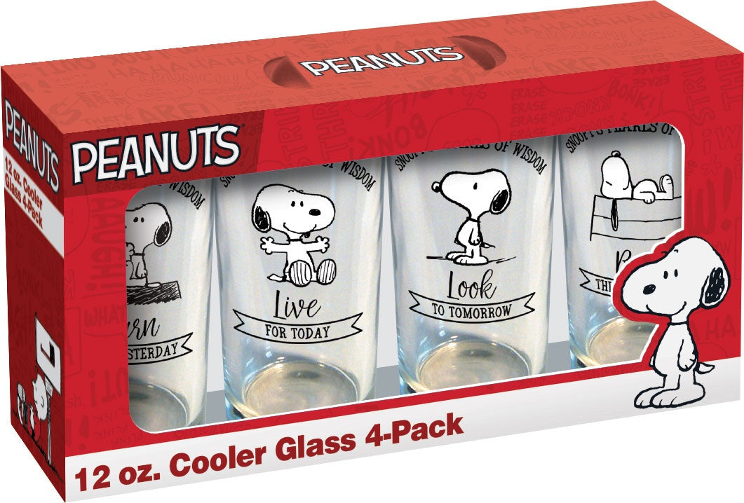 Peanuts Classic Snoopy 12oz Cooler Glass 4 Pack