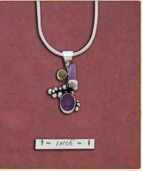 Tidepool - Amethyst Crystal Sterling Pendant w/Silk Cord