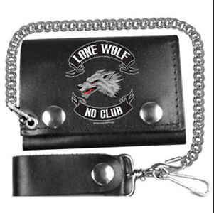 Hot Leathers - Trifold Lone Wolf Black Chain Wallet