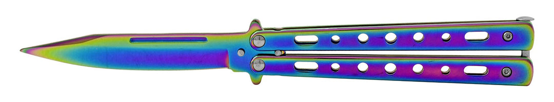 5" Stainless Steel Butterfly Folding Bailsong Pocket Knife - Titanium