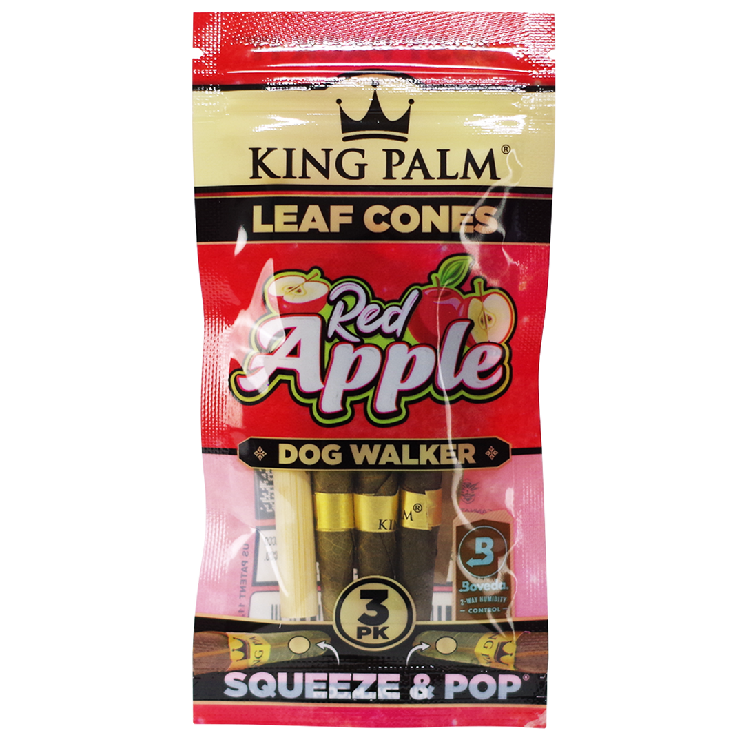 King Palm Dog Walker Leaf Cones Red Apple 3pk