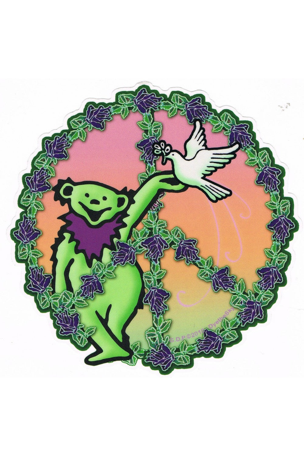 Grateful Dead Bear Peace Dove 5" Sticker