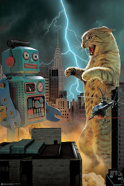 Catzilla vs Robot Poster