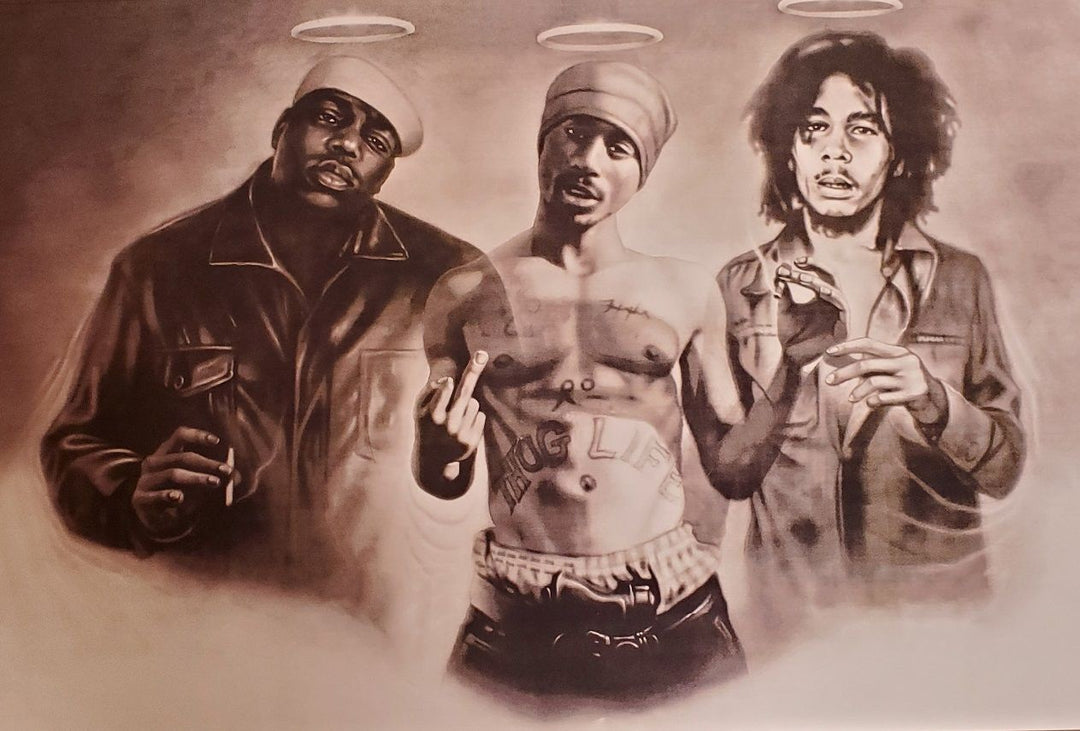 Biggie Marley & Tupac Halo Poster