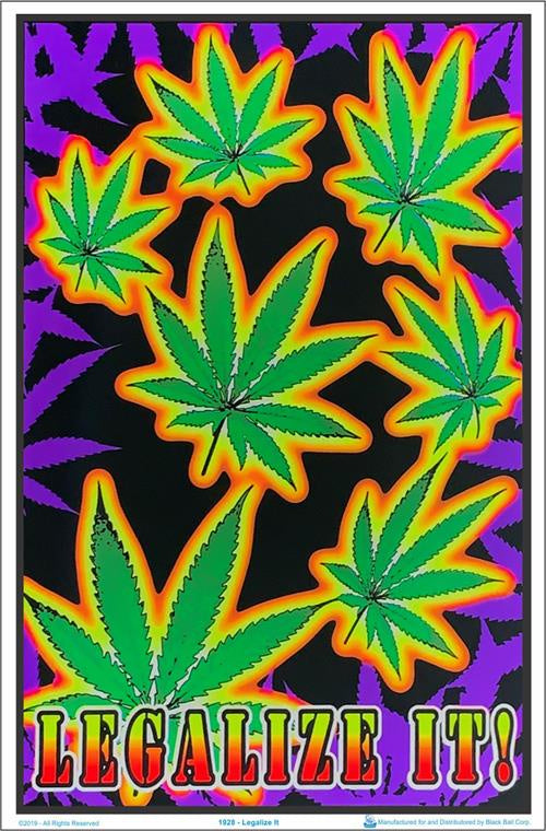 Legalize It Flocked Blacklight Poster