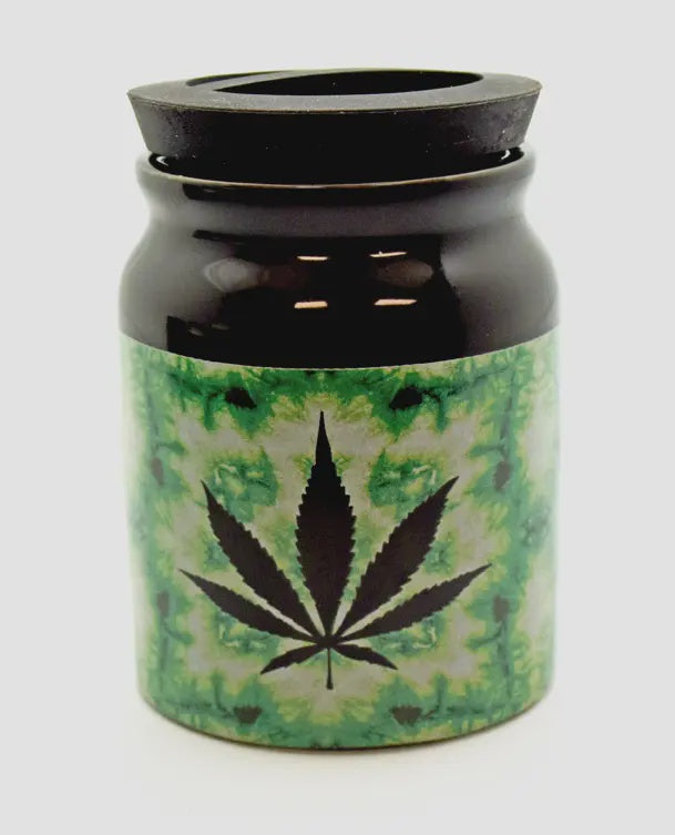 Ceramic leaf Jar- Rubber Top
