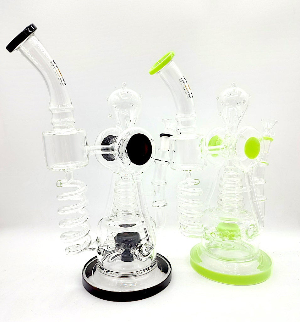 14" Recycler Swirl Middle w/ Crown Top Water Pipe