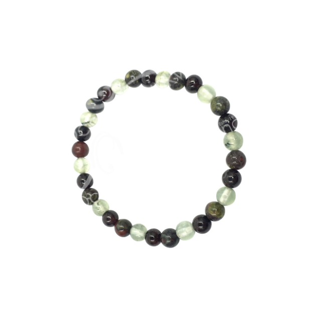 Oceanic - Prehnite Dragonblood Jasper & Garnet Beaded Bracelet