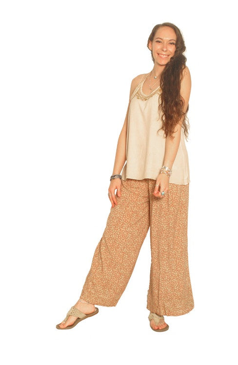 Blue Sky - Single Print Palazzo Pants in Rayon