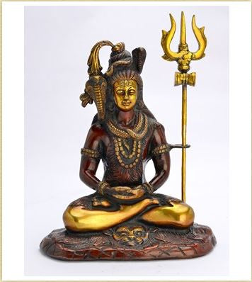 India Arts - Red Finish Brass Siting Shiva w/Trident