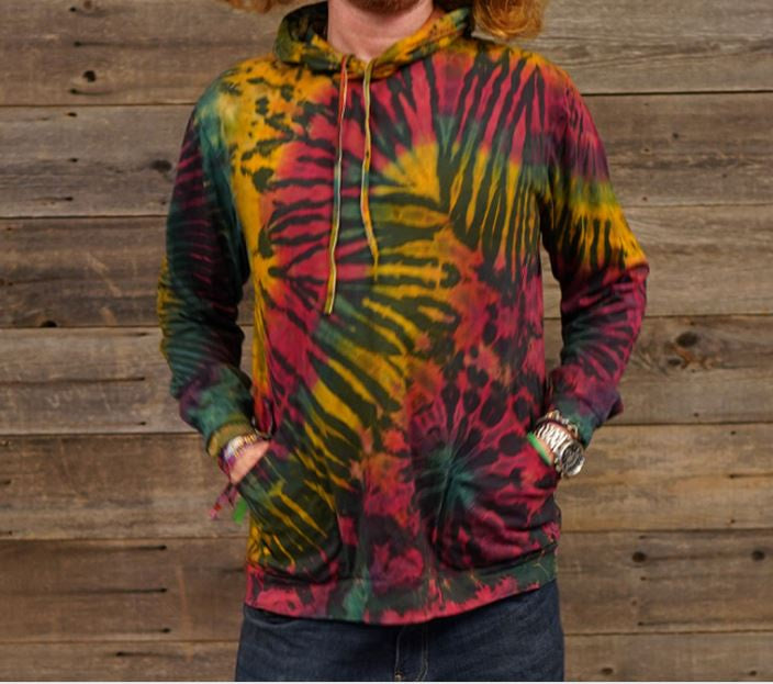 Jayli - Cotton Tie Dye Men's Hoodie w/Front Pocket