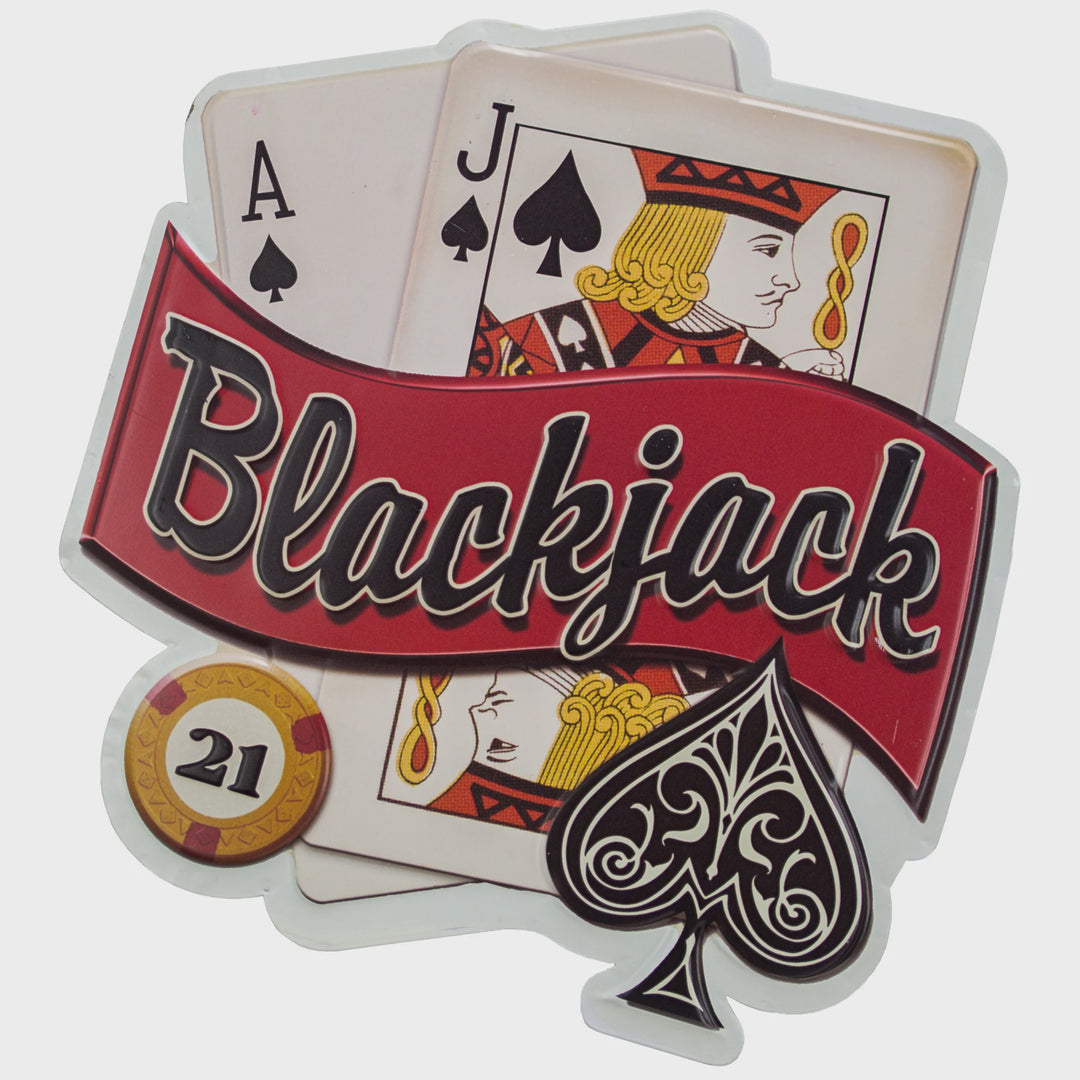 Blackjack Embossed Metal Sign