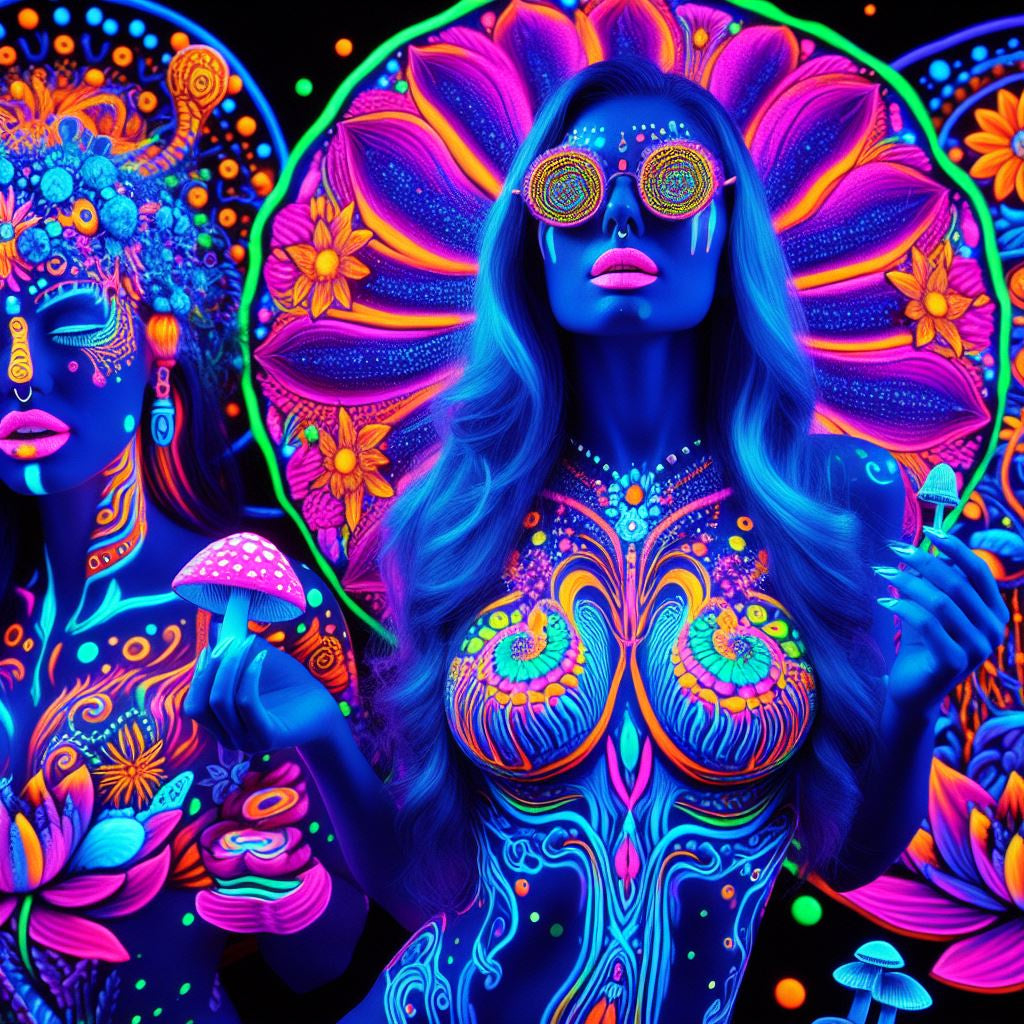 Beauty & Paint Blacklight UV Tapestry 28'' x 37''(poster size)