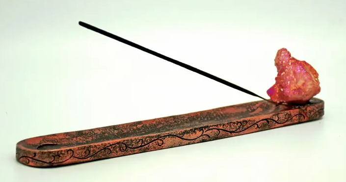 Rose Colored Crystal Incense Burner