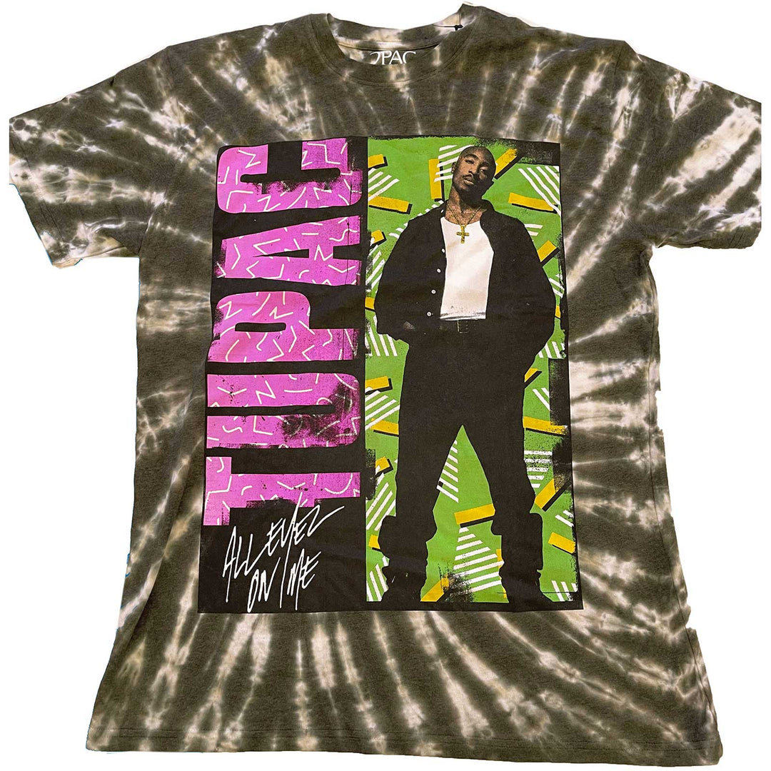 TUPAC UNISEX GREEN T-SHIRT: ALL EYEZ ON ME (WASH COLLECTION)