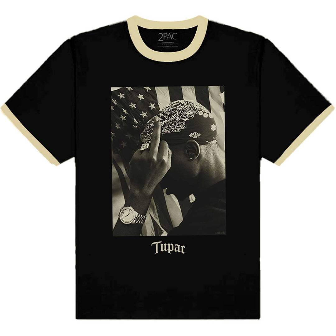 Tupac Flag Photo Ringer T-Shirt