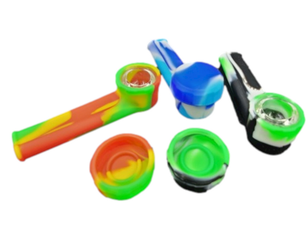 Silicone Pipe w/Glass Bowl & Lid