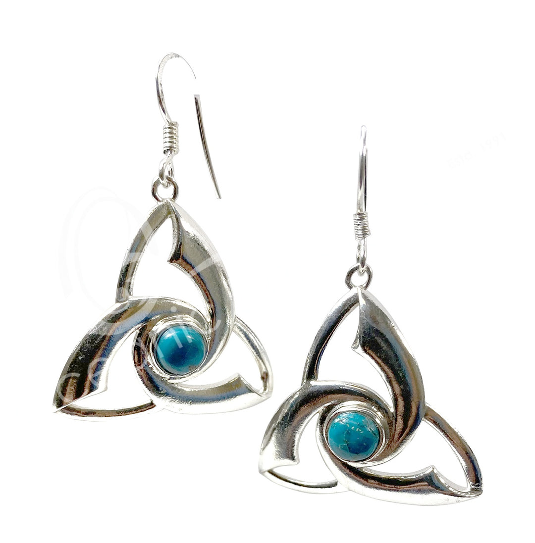 Oceanic - Sterling Silver Triquetra Chrysocolla Earrings