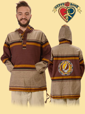 Gypsy Rose - Grateful Dead Tribal Steal Your Face Striped Cotton Hoodie