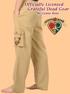 Grateful Dead - Bear Face Hand Emb Cotton Cargo Pants