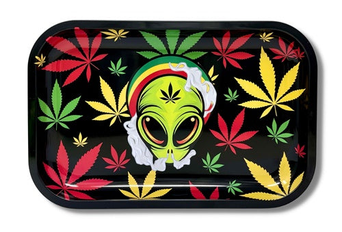 Rasta Alien Rolling Tray