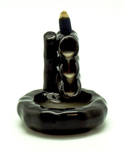 Black Ceramic Steps Backflow Incense Burner