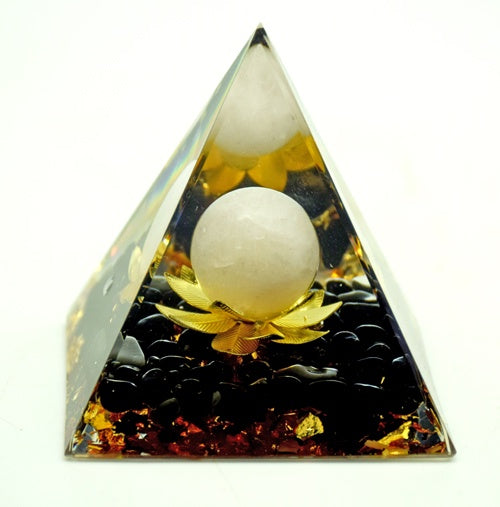 Lotus Flower White Moon Orgonite Pyramid