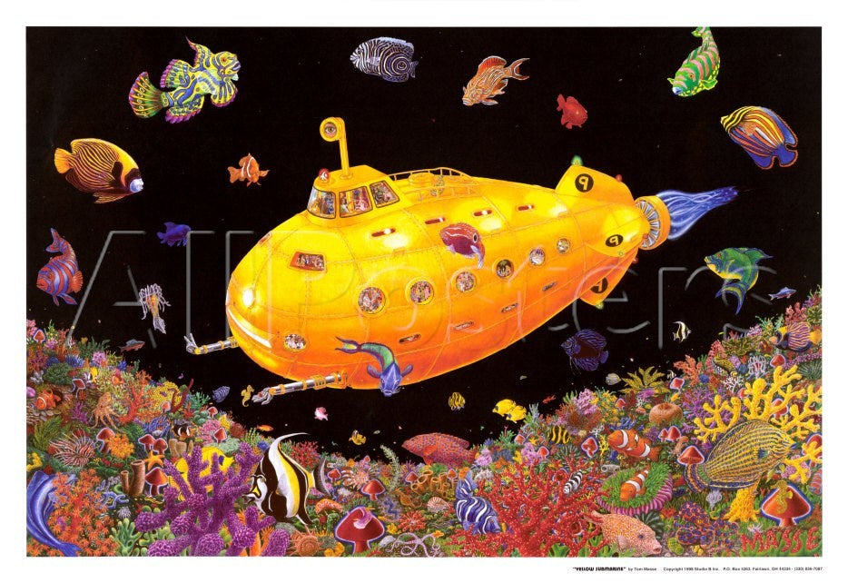 Yellow Submarine Non Flocked Blacklight Poster