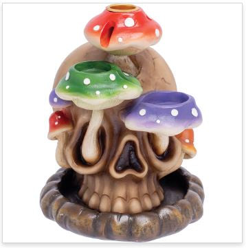6" Tri-Mushroom Skull Backflow Burner