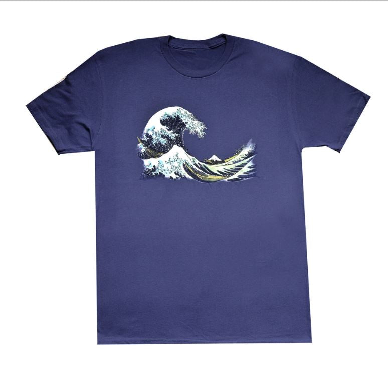 HappyLife - Japanese Wave Solid Blue T-Shirt