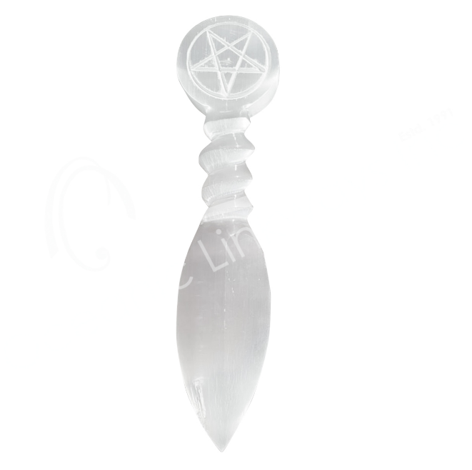 Oceanic - Selenite Pentacle Engraved Athame