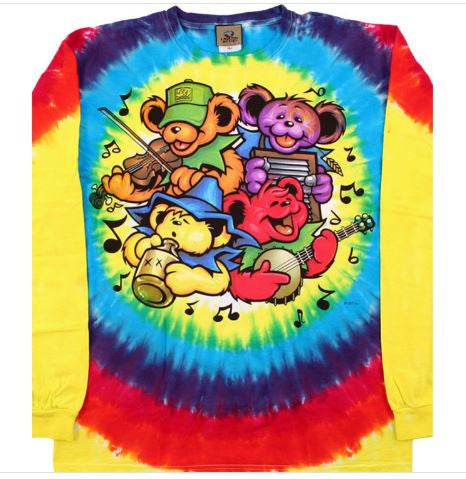 Liquid Blue - Grateful Dead "Jamboree" Bears Tie Dye L-Sleeve Shirt