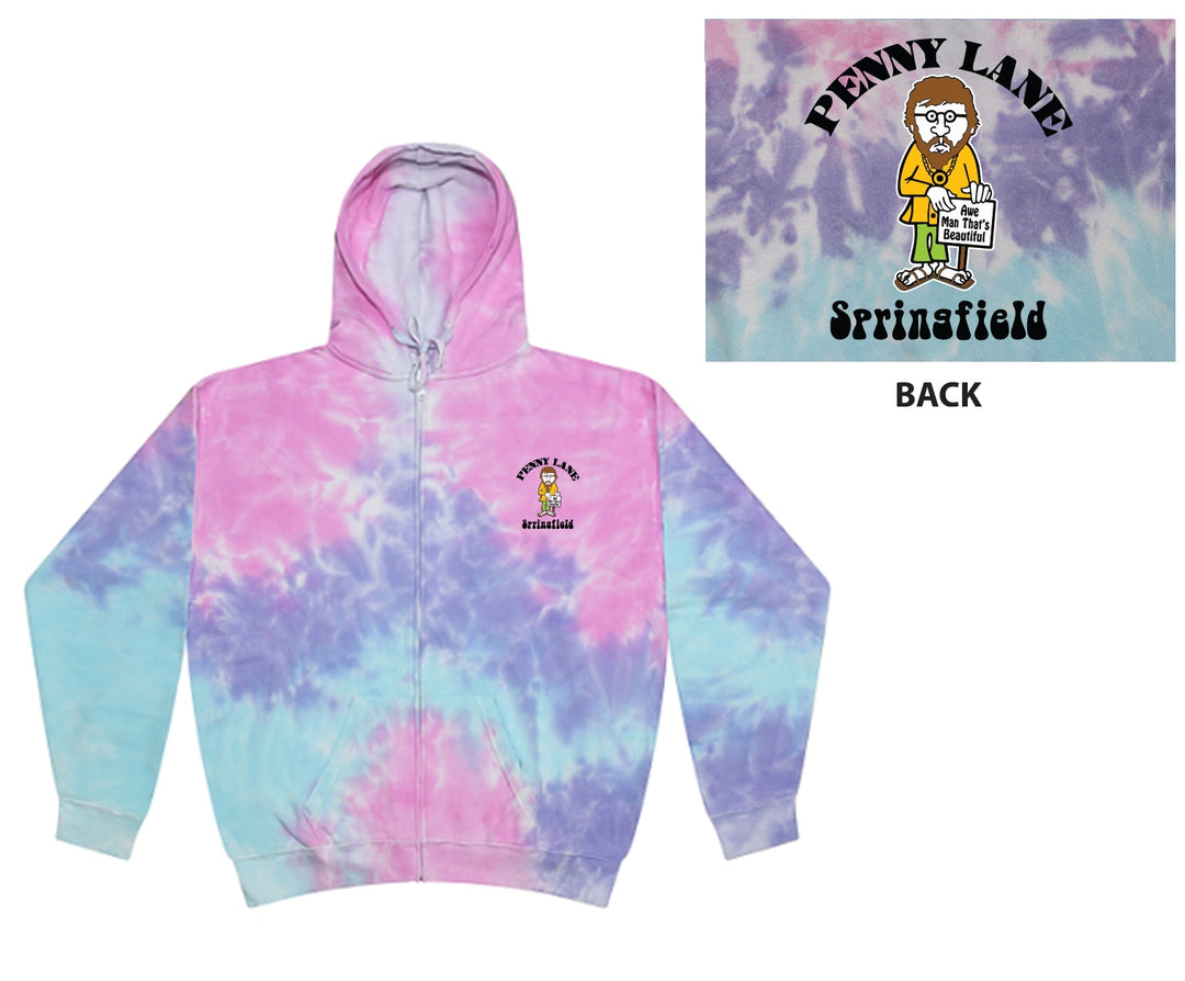 Penny Lane Guy Tie Dye Zip Up Hoodie - Cotton Candy