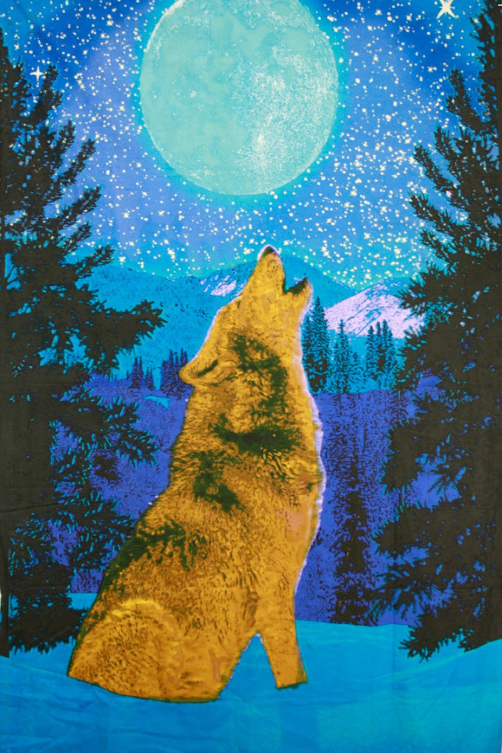 3D Glow in the Dark Wolf Mini Tapestry 30x45