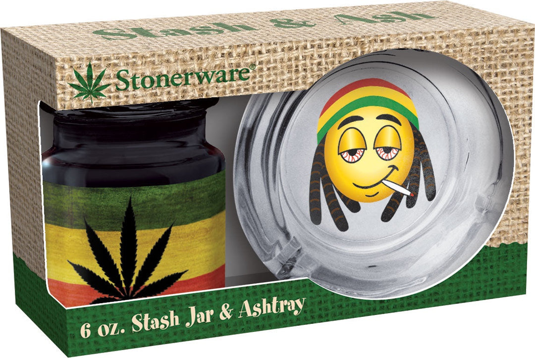 Rasta Flag Leaf Emoji Stash & Ash Combo