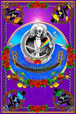 Deadheads Across Golden Gate Bridge Non Flocked Blacklight Poster
