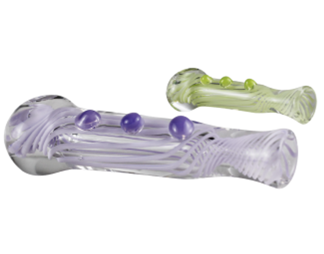 Swirly Lines Triple Nub Glass Chillum 3.5" GA3862