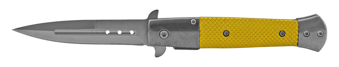 4.75" Stainless Steel Spear Point Sport Grip Folding Pocket Knife - Gold